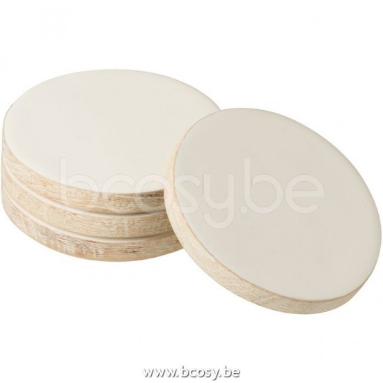 Jline Set De 4 Portavasos Mango Whitewash Blanco