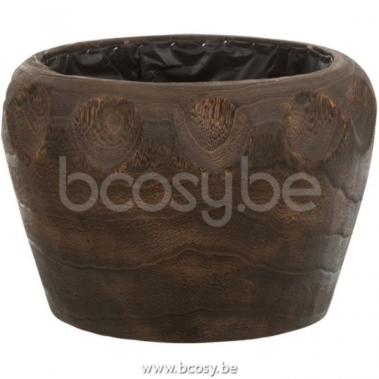 Jline Maceta Thibobo Paulownia Madera Plastico Oscuro Marron Large