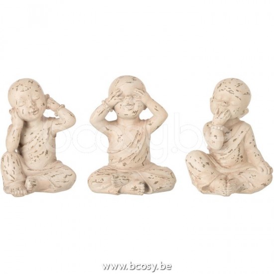 J Line Jline Monnik See Hear Speak No Evil Poly Beige Salmon Small Assortment Of 3 monkey see monkey do hear no evil speak no evil see no evil