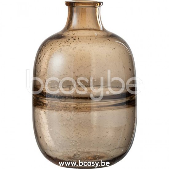 J Line Jline Vase Rund Gerippt Glas Amber Small vases