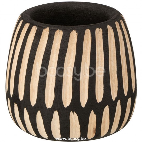 J Line Jline Flower Pot Paulownia Black Natural Small flowerpots