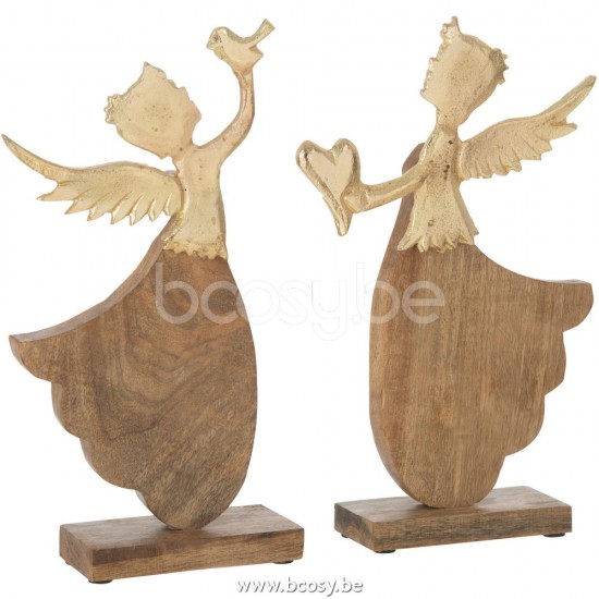 J Line Jline Angel Heart Bird On Base Wood Aluminium Silver Ass 2 angels