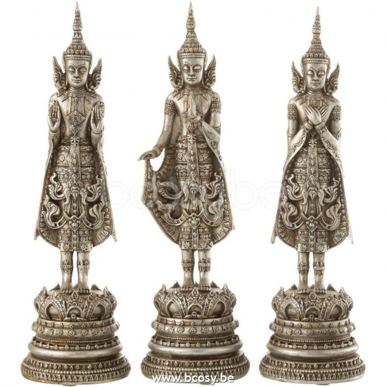 J Line Jline Buddah Standing Poly Silver Assortment Of 3