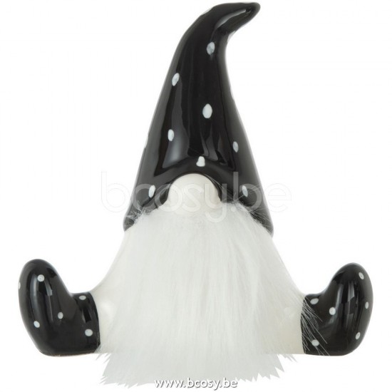 J Line Jline Santa Sitting Ceramic Black White Small santa clauses