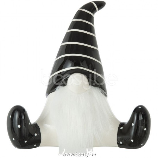 J Line Jline Santa Sitting Ceramic Black White Medium santa clauses