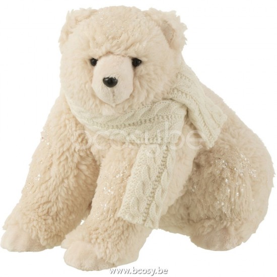 J Line Jline Icebear With Scarf Sitting Textile Ecru Medium plush polar white teddybears teddy bears