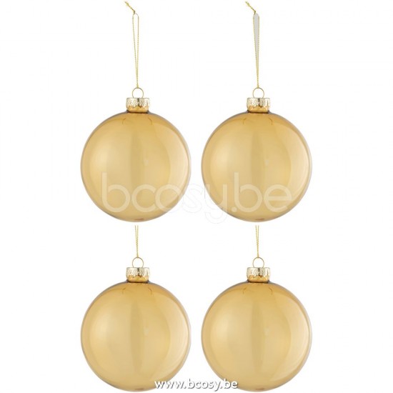J Line Jline Box Of 4 Christmas Baubles Regular Transparent Gold Medium box of baubles