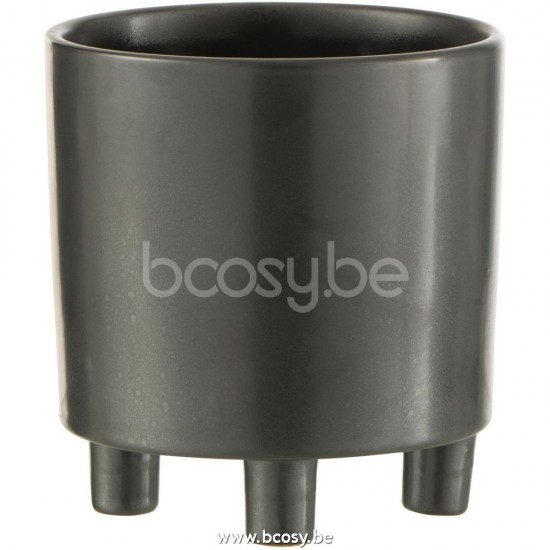 J Line Jline Flowerpot Smoke Ceramic Grey Black Medium flowerpots