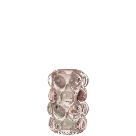 Jline Tealight Holder Bollie Glass Pink.
