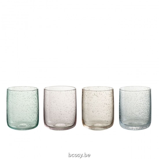 J Line Verre A Eau Yones Verre Mix Assortiment De 4 water glass glasses.