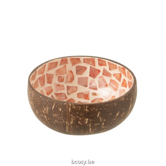 J Line Bowl Coconut Mosaic Coconut Shell Dark Pink bowls.