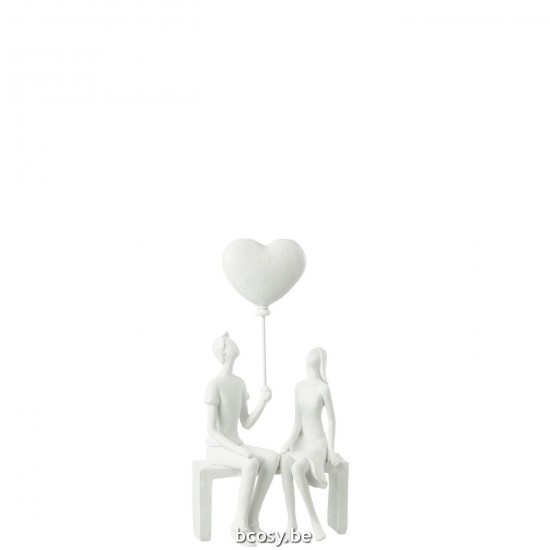J Line Couple Sitting Heart Balloon Poly White.