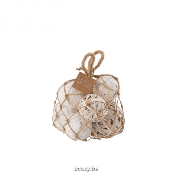 J Line Sacchetto Palline Piante Secche Bianco Bag Balls Dried Plants White.