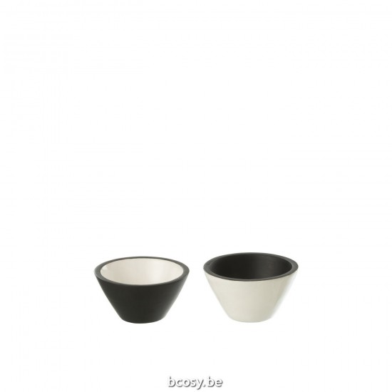 J Line Bowl Vik Wood Black White Assortment Of 2 bowls.