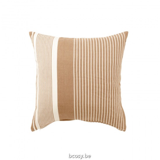 J Line Cuscino Mik Cotone Beige Marrone Cojin Mik Algodon Beige Marron.