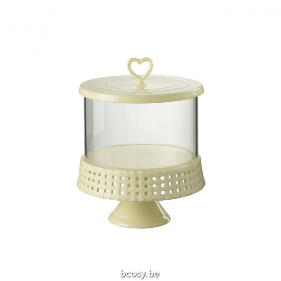 J Line Campana Piatto Da Torta Ceramica Giallo Large Gran Plato De Cerámica Amarilla Para Tartas Bajo Vidrio.