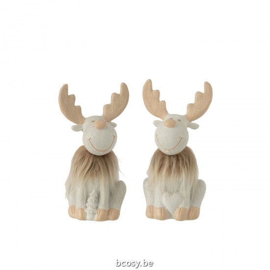 J Line Reindeer Fur Poly Beige White Small Assortment Of 2 moose.