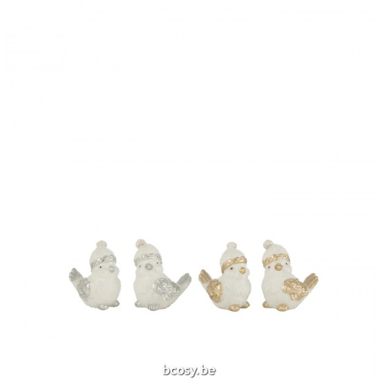 J Line Birds Hat Resin Silver Gold Small Assortment Of 4 christmas figures.