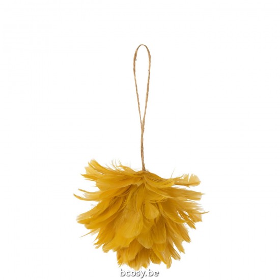 J Line Ball Hanger Feathers Yellow box of baubles.