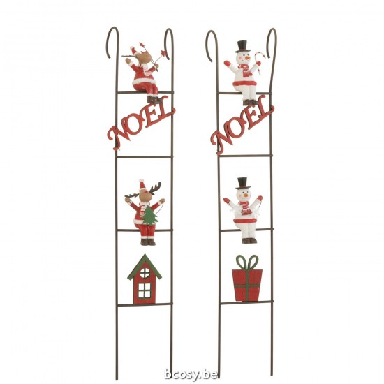 J Line Ladder Deco Reindeer Snowman Metal Mix Assortment Of 2 santa clauses.