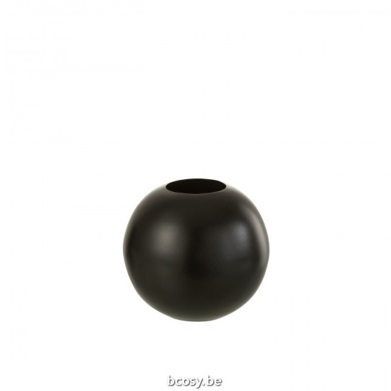 J Line Vase Round Metal Black Small.
