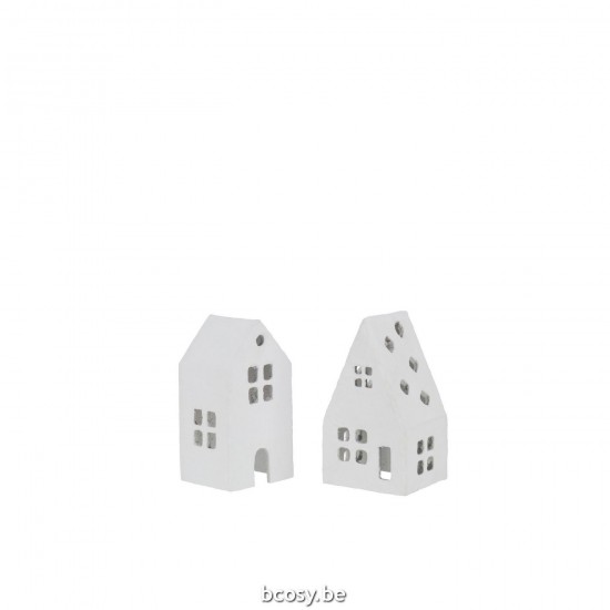 J Line House Cotton Mache White Assortment Of 2 cribs nativity scenes.