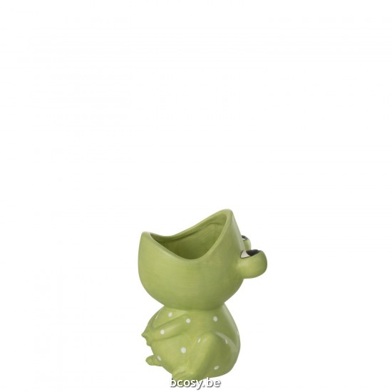 J Line Flowerpot Frog Open Mouth Dolomite Green Medium flowerpots.