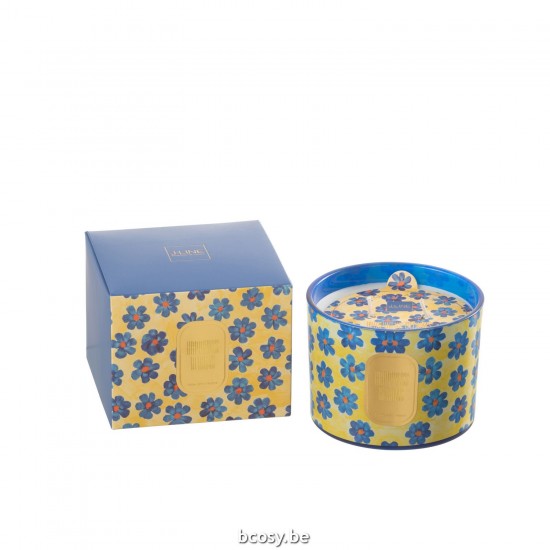 J Line Candela Profumata Fiori Blu Giallo Small 30Ore Vela Perfumada Flores Azul Amarillo Small 30 Horas.
