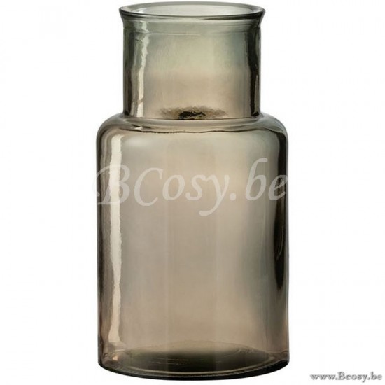 J Line Vase Cylinder Glass Light Brown Small.