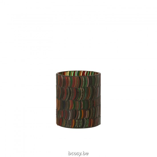 Jline Portacandelitas Mosaico Curvo Vidrio Mixto Medium.