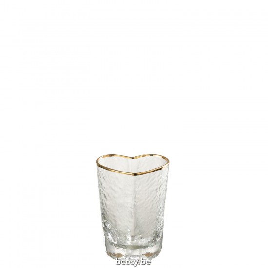 Jline Trinkglas Herz Glas Gold Transparent Trinkglas trinkgläser.