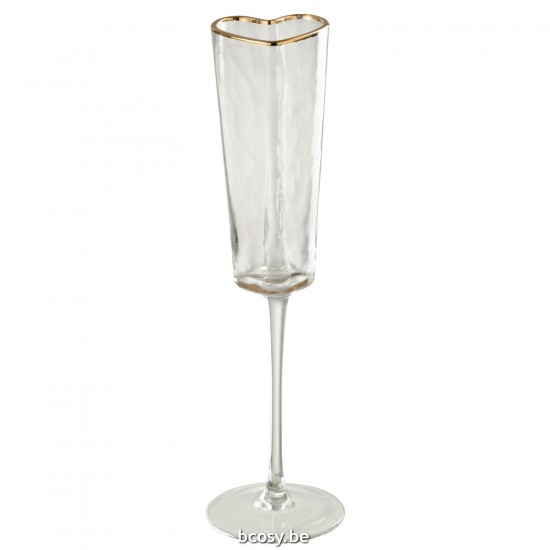 J Line Bicchiere Da Champagne Cuore Vetro Oro Trasparente Copa De Champagne Corazon Oro Transparente.