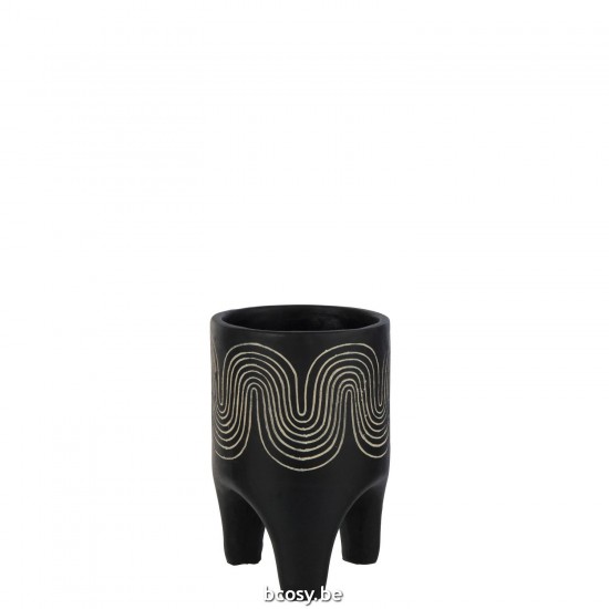 J Line Flowerpot On Foot Golf Cement Black Large flowerpots.