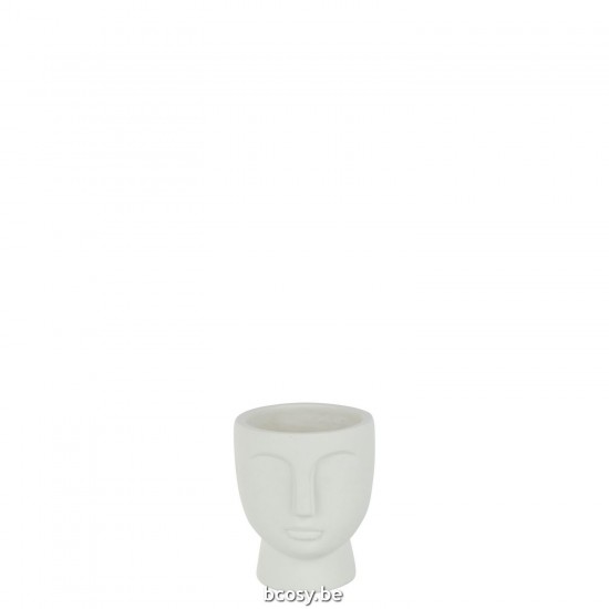 J Line Flowerpot Face Cement White Small flowerpots.