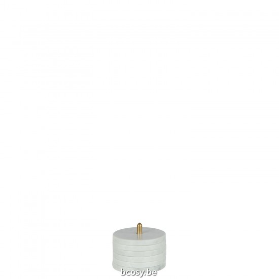 J Line Set Of 6 Coaster Base Round Marble White.