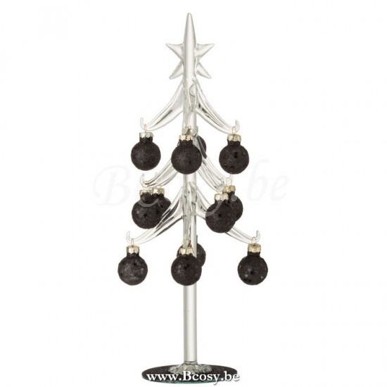 J Line Jline Albero Di Natale Palle Di Natale Stelle Vetro Nero Medium Arbol Con Bolas Estrellas Cristal Negro Medium