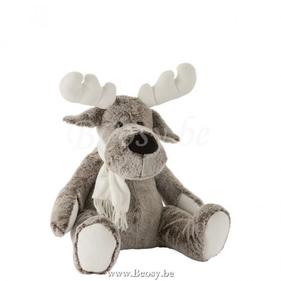 J Line Jline Alce Sciarpa Peluche Grigio Bianco Large Alce Bufanda Peluche Gris Blanco Large