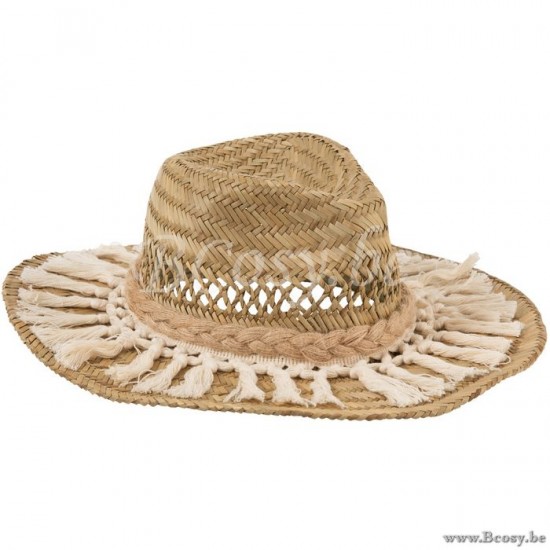J Line Jline Cappello Da Spiaggia Rattan Iuta Cotone Naturale Sombrero De La Playa Carrizo Yute Algodon Natural Crudo