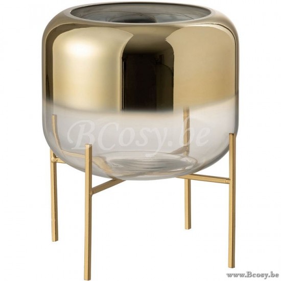 J Line Jline Vase Oceanne Glass Gold Transparent Small