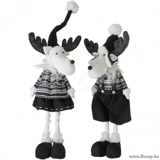 J Line Jline Reindeer Standing Deco Textile Black Small Assortment Of 2 reindeers