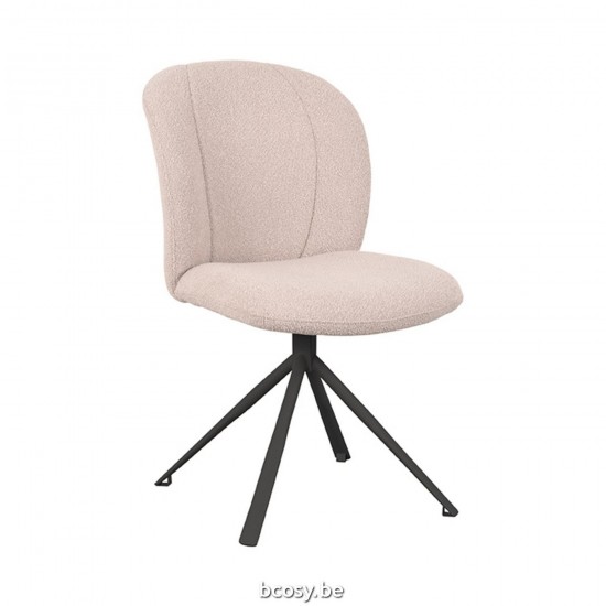 LABEL51 Chaise de salle à manger Kimo Naturel Boucle Zwart Metalen Frame.