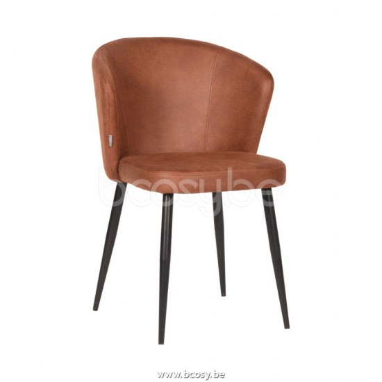 LABEL51 Chaise à manger Wave Cognac Microfibre.