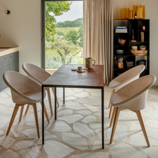 Vincent Sheppard Joe chaises de repas cadre en Bois Chêne naturel Lloyd Loom Lavage à la neige.