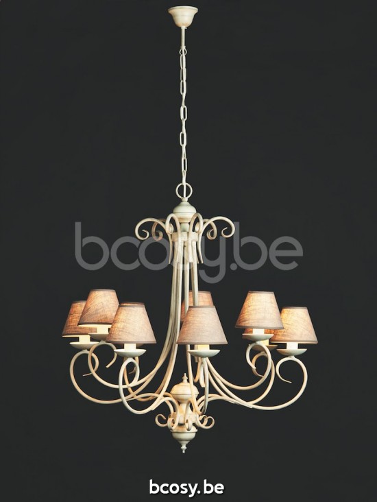 Marckdael VVD cello 3294-6-3-AV-GR-VLASLINNEN 3294-6-3-AV-GRI-KLEM14-VLASLINNEN grigio avorio luchter VVD VDV Verlichting van Dijck Dyck Mar.