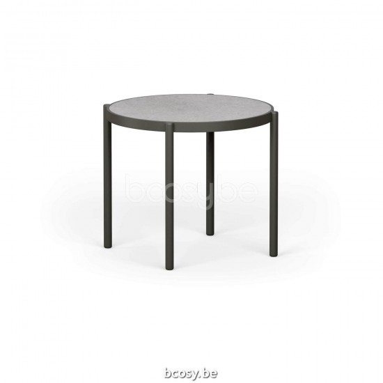 Jardinico VOLTE Bout De Canapé Table D'appoint De Jardin Emboîtée Rond Ø50 Aluminium Thermolaqué En Anthracite Ceramic Taupe Grey.
