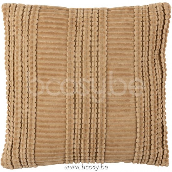 J Line Jline Cuscino Riga Cotone Quadrato Ocra Marrone Almohadon Linea Algodon Cuadrado Ocre Marron