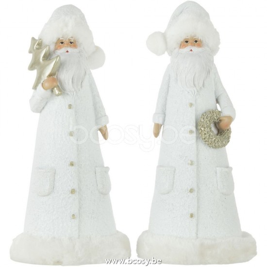 J Line Jline Babbo Natale Resina Bianco Oro Large Assortimento Di 2 Papa Noel Poly Blanco Oro Large Surtido De 2