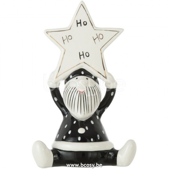 J Line Jline Weihnachtsmann Sitzend Stern Hoho Schwartz Weiß Small weihnachtsmann weihnachtsmaenner