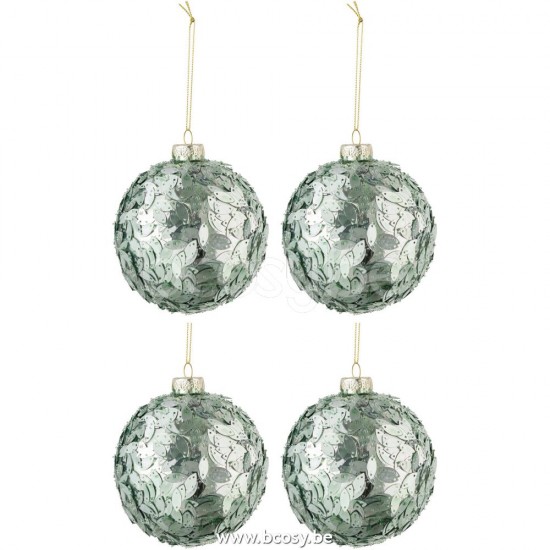 J Line Jline Dose Von 4 Weihnachtskugeln Paillette Glas Hell Azur Medium weihnachtskugeln christbaumkugeln