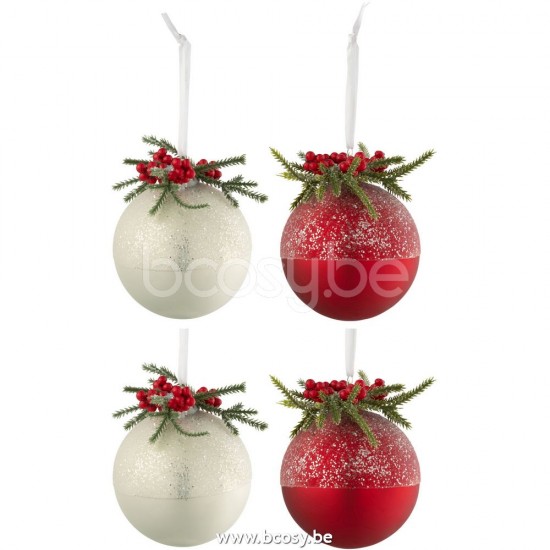 J Line Jline Box Mit 4 Weihnachtskugeln Weihnachtsdeco Beeren Frost Glas Weiß Rot Small weihnachtskugeln christbaumkugeln